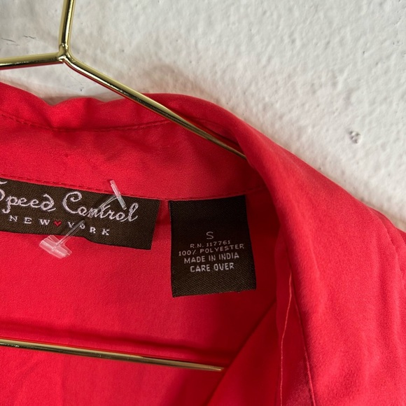 Speed Control Coral Shirt Dress Small Button Front Tab Sleeve Casual Tunic Style - Picture 9 of 12